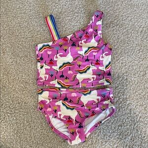 Hanna Andersson Girls Pink Unicorn Two-Piece Swimsuit